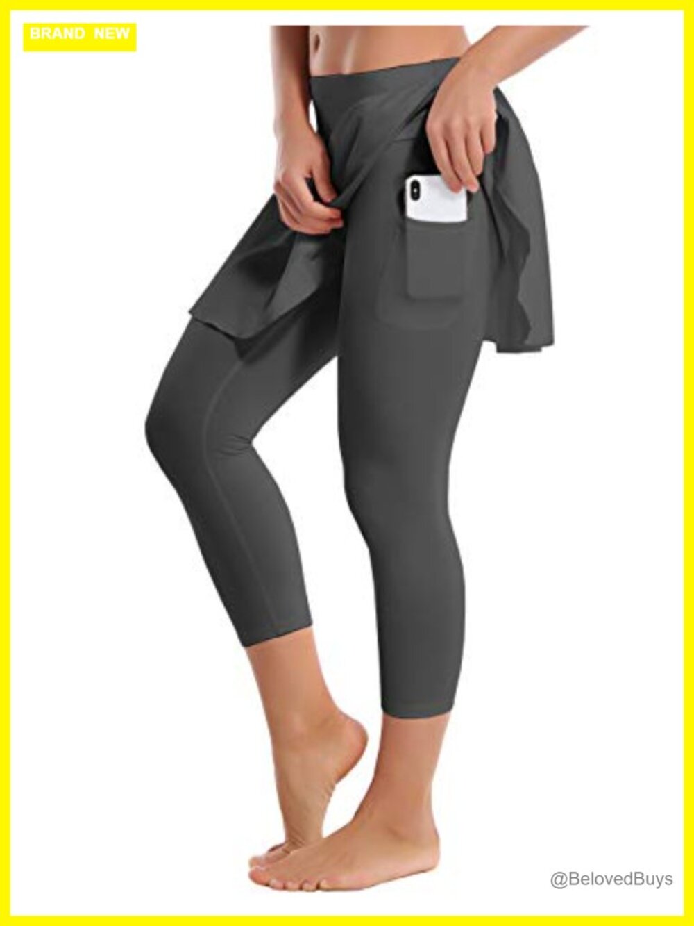 Women Adjustable Tennis Golf Skort with Capri Leggings and Pockets